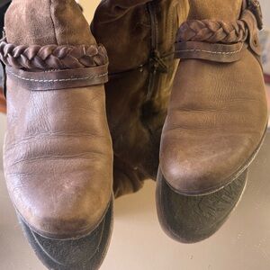 PIKOLINOS Brown Leather Boots with Braided Collar